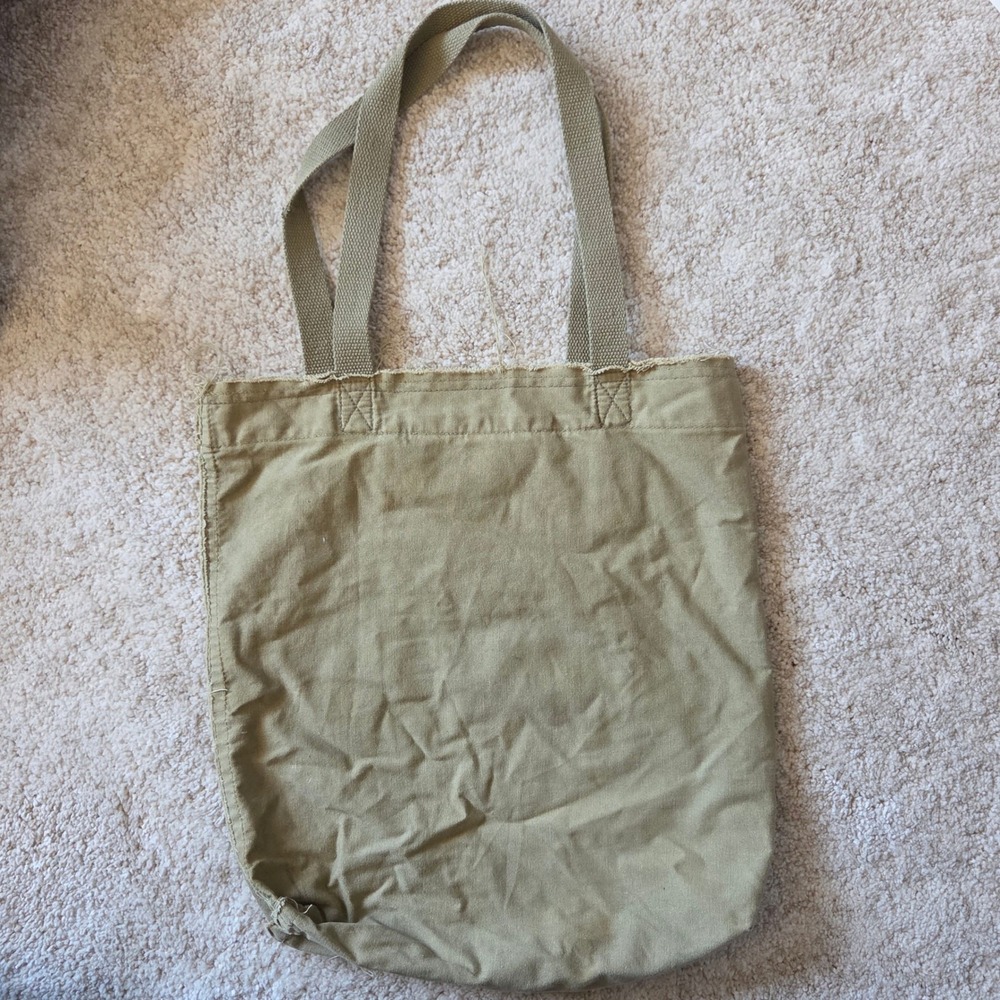 The Rolling Stones 2007 Canvas Tote Bag Olive Green Distressed Concert Merch - Picture 3 of 7
